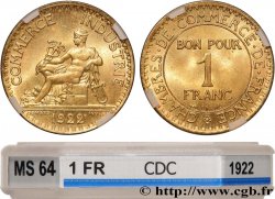 1 franc Chambres de Commerce 1922 Paris F.218/4 SPL64 GENI