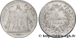 5 francs Union et Force, Union serré, seulement gland extérieur 1797 Perpignan F.288/26