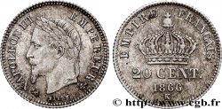 20 centimes Napoléon III, tête laurée, petit module 1866 Bordeaux F.149/6