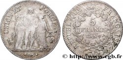 5 francs Union et Force, Union serré, seulement gland extérieur 1799 Bayonne F.288/112