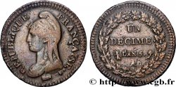 Un décime Dupré, grand module, refrappage du 2 décimes 1797 Paris F.128/1