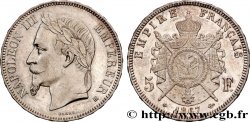 5 francs Napoléon III, tête laurée 1867 Strasbourg F.331/11