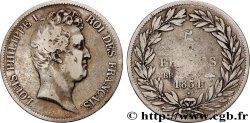 5 francs type Tiolier avec le I, tranche en creux 1831 Strasbourg F.315/16