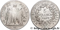 5 francs Union et Force, Union serré, avec glands intérieurs et gland extérieur 1801 Bayonne F.288/161 VF