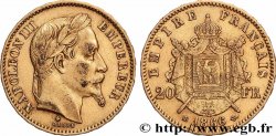 20 francs or Napoléon III, tête laurée 1866 Strasbourg F.532/14