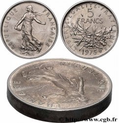 Piéfort Cu-Ni de 5 francs Semeuse 1975 Pessac GEM.154 P1 MS