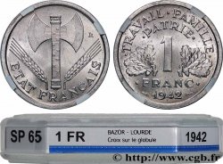 1 franc Francisque, lourde, avec les croix 1942 Paris F.222/2 MS65 GENI