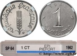 Piéfort acier de 1 centime Épi 1962 Paris GEM.4 P1 MS64 GENI