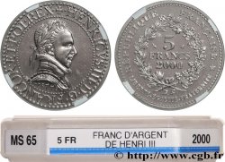 5 francs Franc d’argent de Henri III 2000 Paris F9.351/1 MS65 GENI