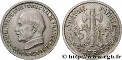 Essai de 5 francs Pétain en bronze-nickelé, 1er projet de Bazor 1941 Paris GEM. 142 17