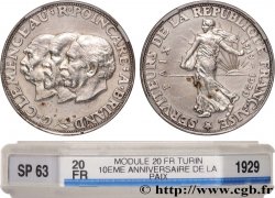 Module de 20 francs argent, 10e anniversaire de la Paix 1929 Paris GEM.254 1