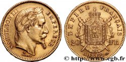 20 francs or Napoléon III, tête laurée, grand A 1862 Paris F.532/4