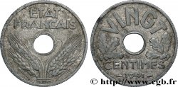 VINGT centimes État français, cannelures larges 1941  F.152/3
