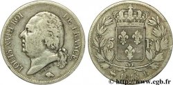 5 francs Louis XVIII, tête nue 1818 Rouen F.309/29
