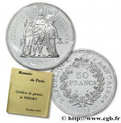 Piéfort argent de 50 francs Hercule  1975 Pessac F.427/3P