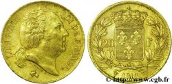20 francs or Louis XVIII, tête nue, désaxé 1818 Lille F.519/14