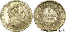 5 francs or Napoléon III, tête laurée 1867 Paris F.502/11 TTB50