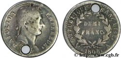 Demi-franc Napoléon Ier tête laurée, République française 1808 Paris F./