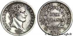 Demi-franc Napoléon Ier tête laurée, République française, buste fin 1808 Perpignan F.177/13