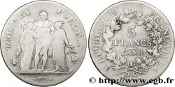 5 francs Union et Force, Union serré, avec glands intérieurs et gland extérieur 1801 Paris F.288/155 TB23