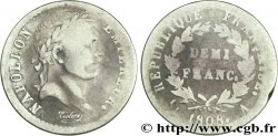 Demi-franc Napoléon Ier tête laurée, République française 1808 Paris F./
