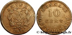 10 cent. Anvers au double L, frappe de l’atelier de Wolschot 1814  Anvers F.130C/2 TTB40