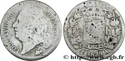 1/2 franc Louis XVIII 1824 Paris F.179/43