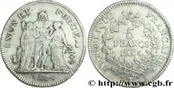5 francs Union et Force, Union serré, avec gland intérieur du bas et gland extérieur 1798 Nantes F.288/87 TTB42