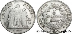 5 francs Union et Force, Union serré, avec glands intérieurs et gland extérieur 1801 Bayonne F.288/161