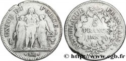 5 francs Union et Force, Union desserré, seulement gland extérieur, petite feuille 1799 Bordeaux F.291/25