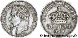 50 centimes Napoléon III, tête laurée 1866 Bordeaux F.188/11