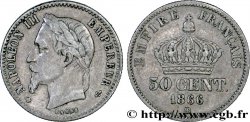50 centimes Napoléon III, tête laurée 1866 Strasbourg F.188/10