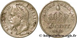 50 centimes Napoléon III, tête laurée 1865 Strasbourg F.188/7