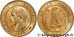 Dix centimes Napoléon III, tête nue, différent ancre 1855 Lyon F.133/26 SUP62