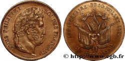 Module de 5 francs en cuivre commémorant l’anniversaire du 30 juillet 1830 1832 Nantes F.324/12 var.