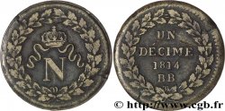 Un décime à l’N couronnée 1814 Strasbourg F.131/1