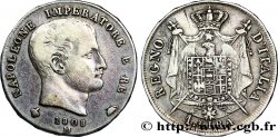 1 lira Napoléon Empereur et Roi d’Italie, étoiles en relief sur la tranche 1808 Milan M.251