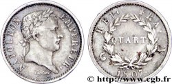 Quart (de franc) Napoléon Ier tête laurée, République française 1807 Paris F.161/1