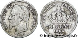 50 centimes Napoléon III, tête laurée 1866 Paris F.188/9