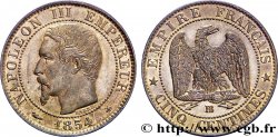 Cinq centimes Napoléon III, tête nue 1854 Strasbourg F.116/10