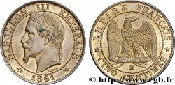 Cinq centimes Napoléon III, tête laurée 1861 Strasbourg F.117/3
