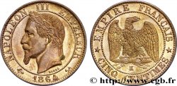 Cinq centimes Napoléon III, tête laurée 1864 Bordeaux F.117/15