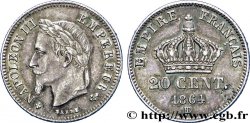 20 centimes Napoléon III, tête laurée, petit module 1864 Strasbourg F.149/2