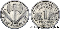 1 franc Francisque, légère 1943 Beaumont-Le-Roger F.223/4