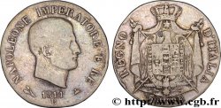 5 lire Napoléon Empereur et Roi d’Italie, 1er type, tranche en relief 1811 Bologne M.80