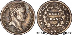 Demi-franc Napoléon Ier tête laurée, République française, buste fin 1808 Perpignan F.177/13