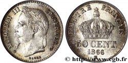 50 centimes Napoléon III, tête laurée 1866 Strasbourg F.188/10