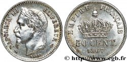 50 centimes Napoléon III, tête laurée 1867 Bordeaux F.188/18