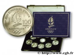 Coffret de neuf essais de 100 francs BU Jeux Olympiques d hiver d Albertville, et essai 100 francs BE Pierre de Coubertin n.d. Paris F5.  FDC68