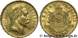 20 francs or Napoléon III, tête laurée, grand BB 1867 Strasbourg F.532/17